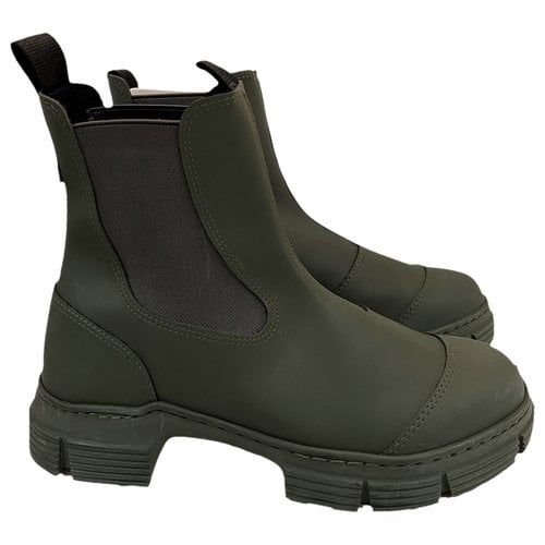 Pre-owned Ganni Boots In Green