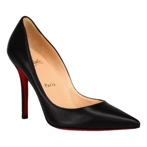 Pre-owned Christian Louboutin Anjalina Leather Heels In Black