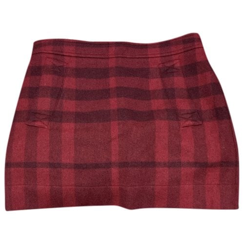Pre-owned Burberry Wool Mini Skirt In Red