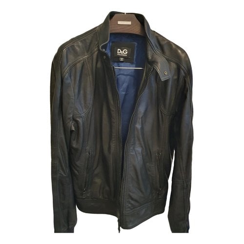 Pre-owned D&g Leather Coat In Black
