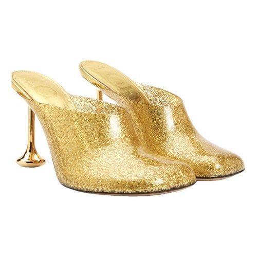 Pre-owned Loewe Glitter Mules & Clogs In Gold