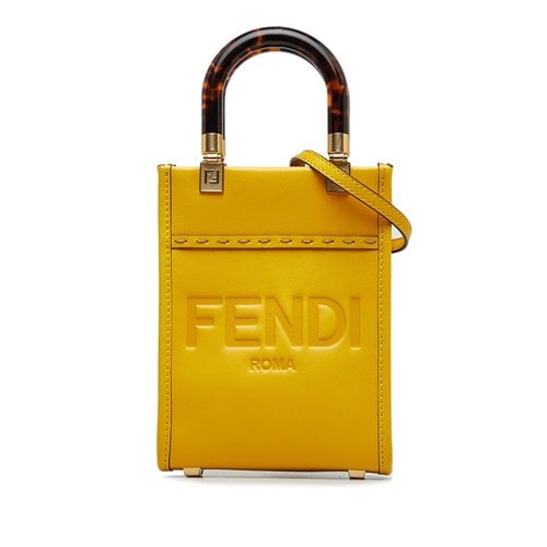 Pre-owned Fendi Sunshine Leather Crossbody Bag In Yellow
