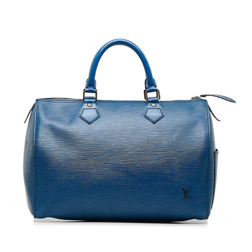 Pre-owned Louis Vuitton Speedy Leather Bag In Blue