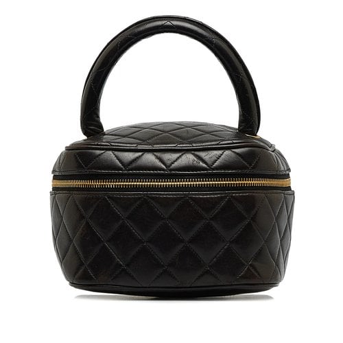 Pre-owned Chanel Vanity Leather Bag In Black