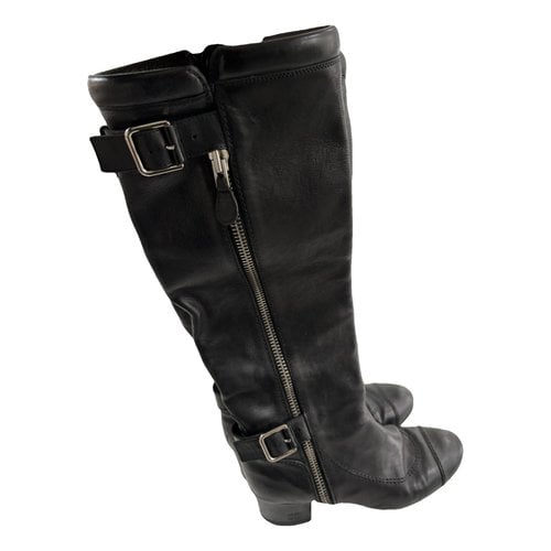 Pre-owned Chanel Leather Boots In Black