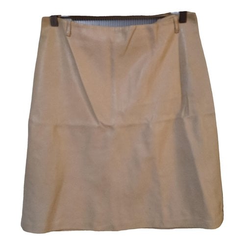 Pre-owned Ann Demeulemeester Leather Mid-length Skirt In Beige