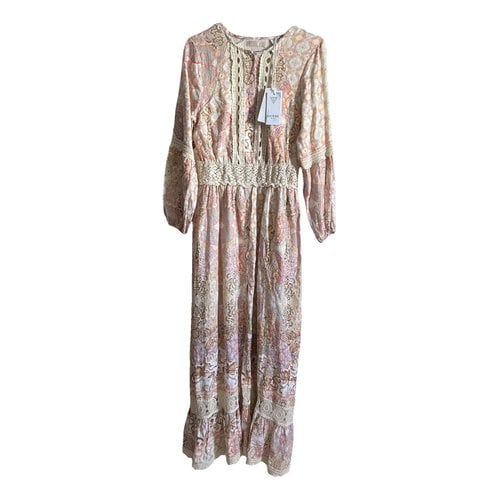 Pre-owned Guess Linen Maxi Dress In Beige