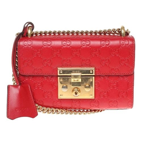Pre-owned Gucci Padlock Leather Handbag In Red