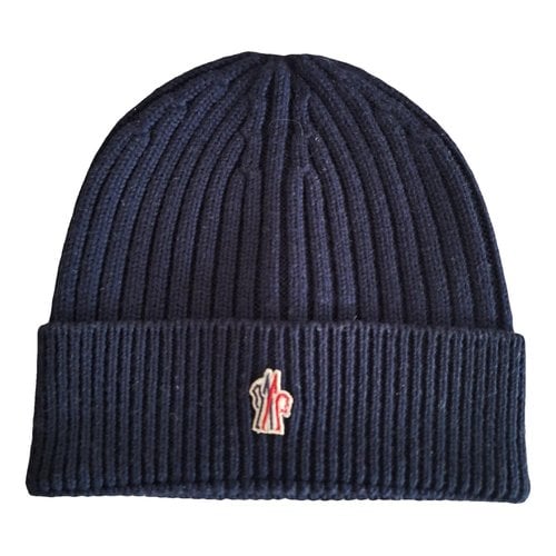 Pre-owned Moncler Wool Beanie In Blue