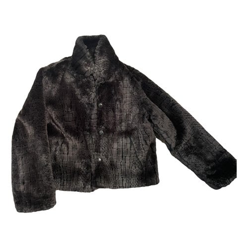 Pre-owned Max Mara Faux Fur Coat In Brown
