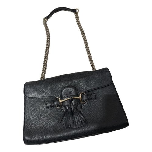 Pre-owned Gucci Emily Leather Handbag In Black