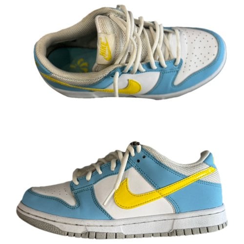 Pre-owned Nike Leather Trainers In Turquoise