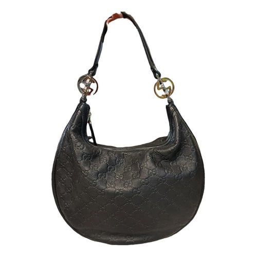 Pre-owned Gucci Amalfi Leather Handbag In Black