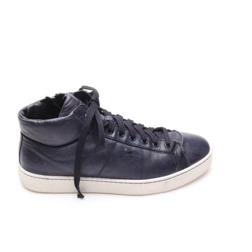 Pre-owned Santoni Leather High Trainers In Blue