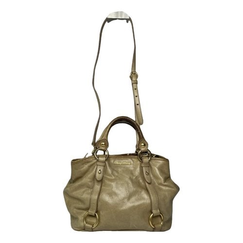 Pre-owned Miu Miu Coffer Leather Handbag In Gold