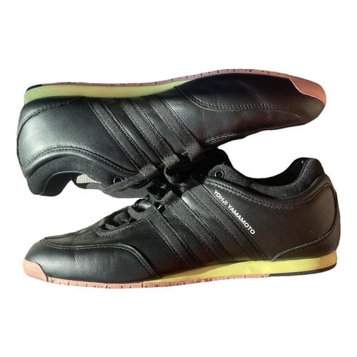 Pre-owned Y-3 Leather Low Trainers In Black