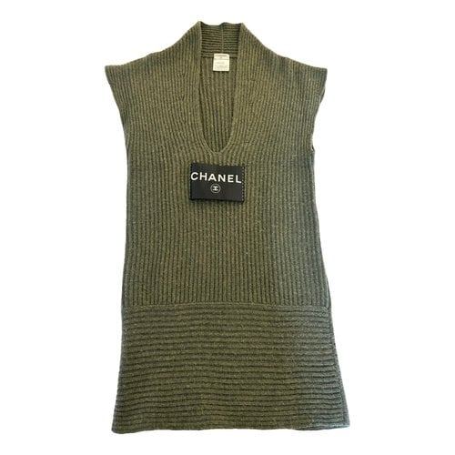 Pre-owned Chanel Cashmere Mini Dress In Green