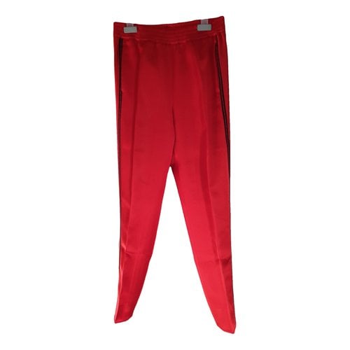 Pre-owned Gucci Silk Carot Pants In Red