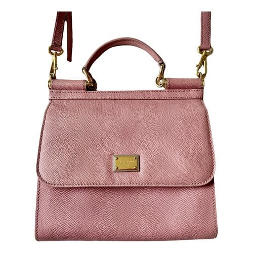 Pre-owned Dolce & Gabbana Sicily Leather Handbag In Pink