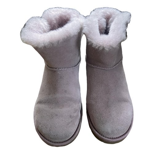 Pre-owned Ugg Faux Fur Ankle Boots In Pink