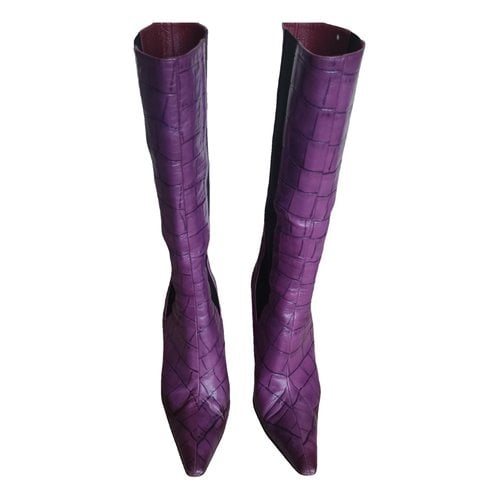 Pre-owned Giancarlo Paoli Leather Boots In Purple