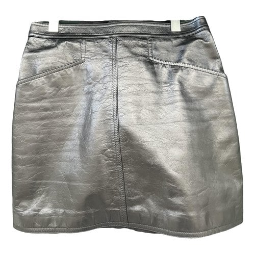 Pre-owned Saint Laurent Leather Mini Skirt In Camel