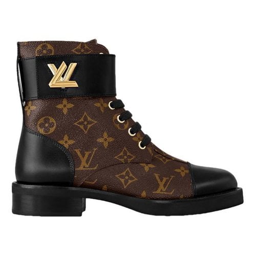 Pre-owned Louis Vuitton Wonderland Cloth Ankle Boots In Brown