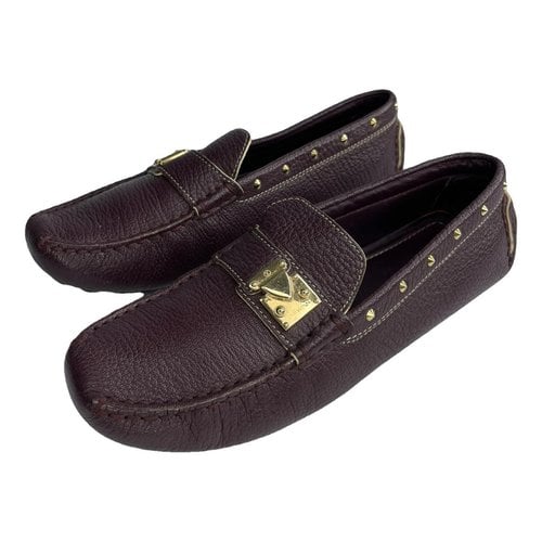 Pre-owned Louis Vuitton Gloria Leather Flats In Purple