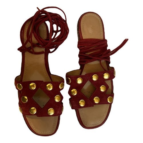 Pre-owned Maje Spring Summer 2019 Leather Sandal In Burgundy