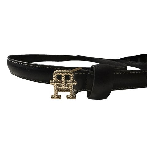 Pre-owned Tommy Hilfiger Leather Belt In Navy