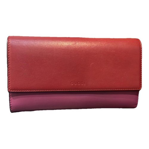 Pre-owned Gucci Zumi Leather Wallet In Red