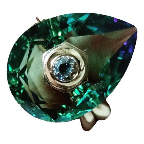 Pre-owned Swarovski Crystal Ring In Green