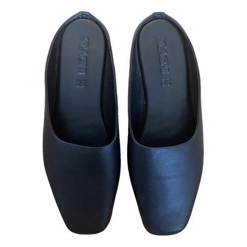 Pre-owned St Agni Leather Mules In Black