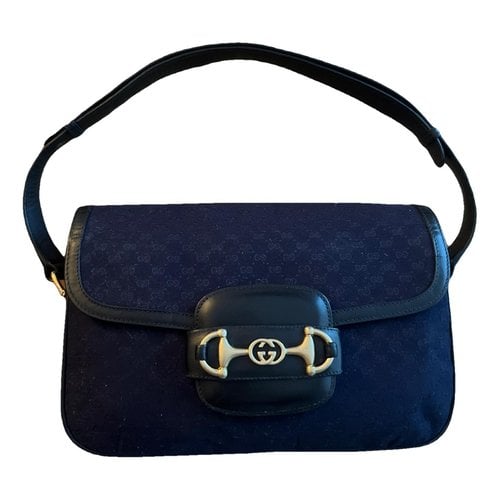 Pre-owned Gucci Horsebit 1955 Cloth Handbag In Navy