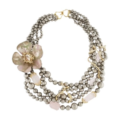 Pre-owned Alexis Pearl Necklace In Beige