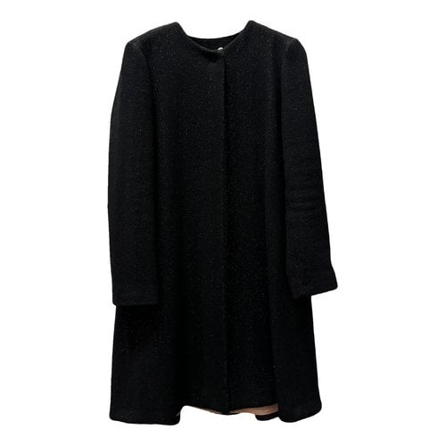Pre-owned Manila Grace Wool Coat In Black