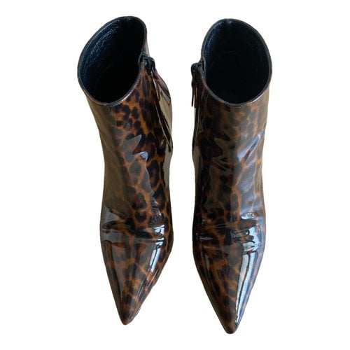 Pre-owned Casadei Patent Leather Boots In Brown