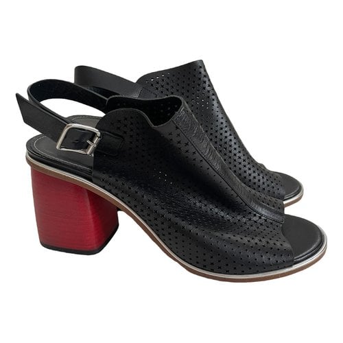Pre-owned Halmanera Leather Mules In Black