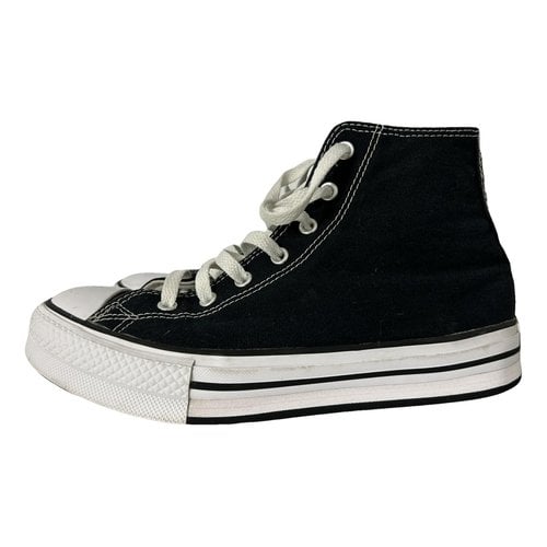 Pre-owned Converse Cloth Lace Up Boots In Black
