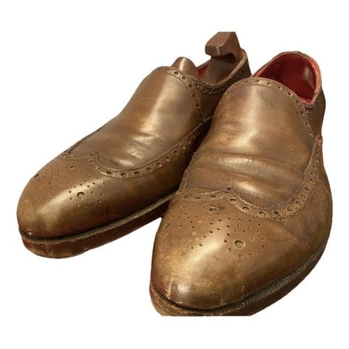 Pre-owned John Lobb Leather Flats In Camel