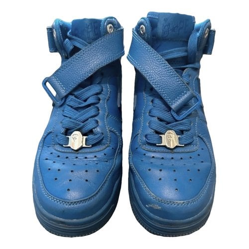 Pre-owned A Bathing Ape Bapesta Leather Trainers In Blue