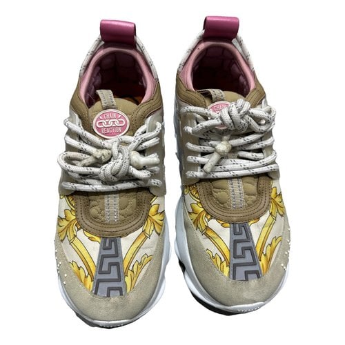 Pre-owned Versace Trainers In Beige