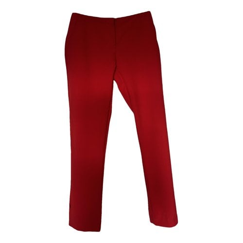 Pre-owned Burberry Wool Trousers In Red
