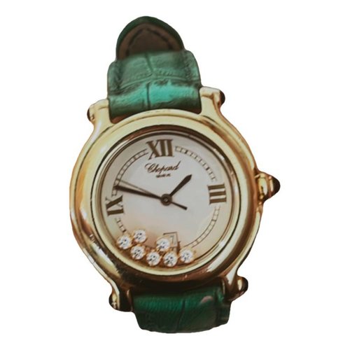 Pre-owned Chopard Happy Sport Yellow Gold Watch In Green