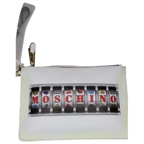 Pre-owned Moschino Leather Clutch Bag In White
