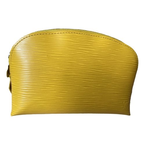 Pre-owned Louis Vuitton Pochette Cosmétique Leather Vanity Case In Yellow
