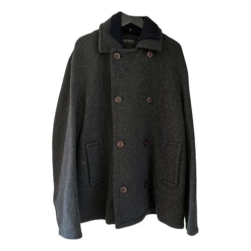 Pre-owned Gucci Wool Peacoat In Anthracite