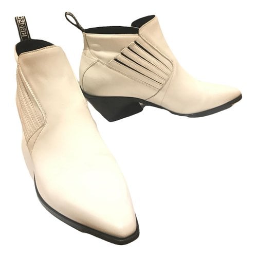 Pre-owned Kenzo Leather Western Boots In White