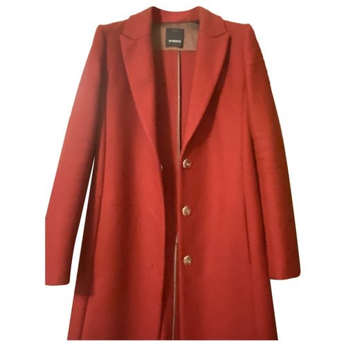 Pre-owned Pinko Wool Coat In Red