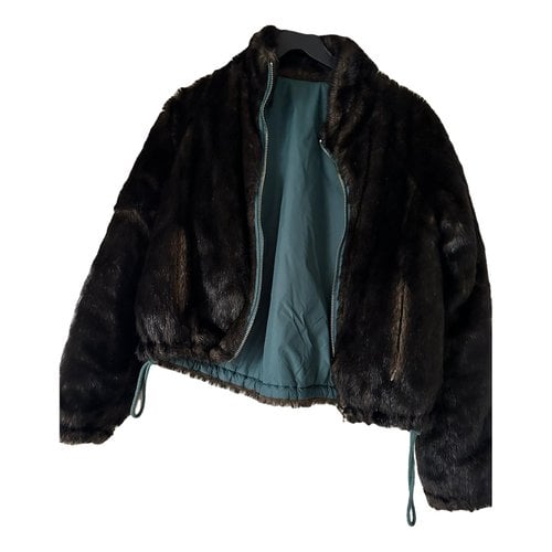 Pre-owned Pinko Faux Fur Jacket In Brown
